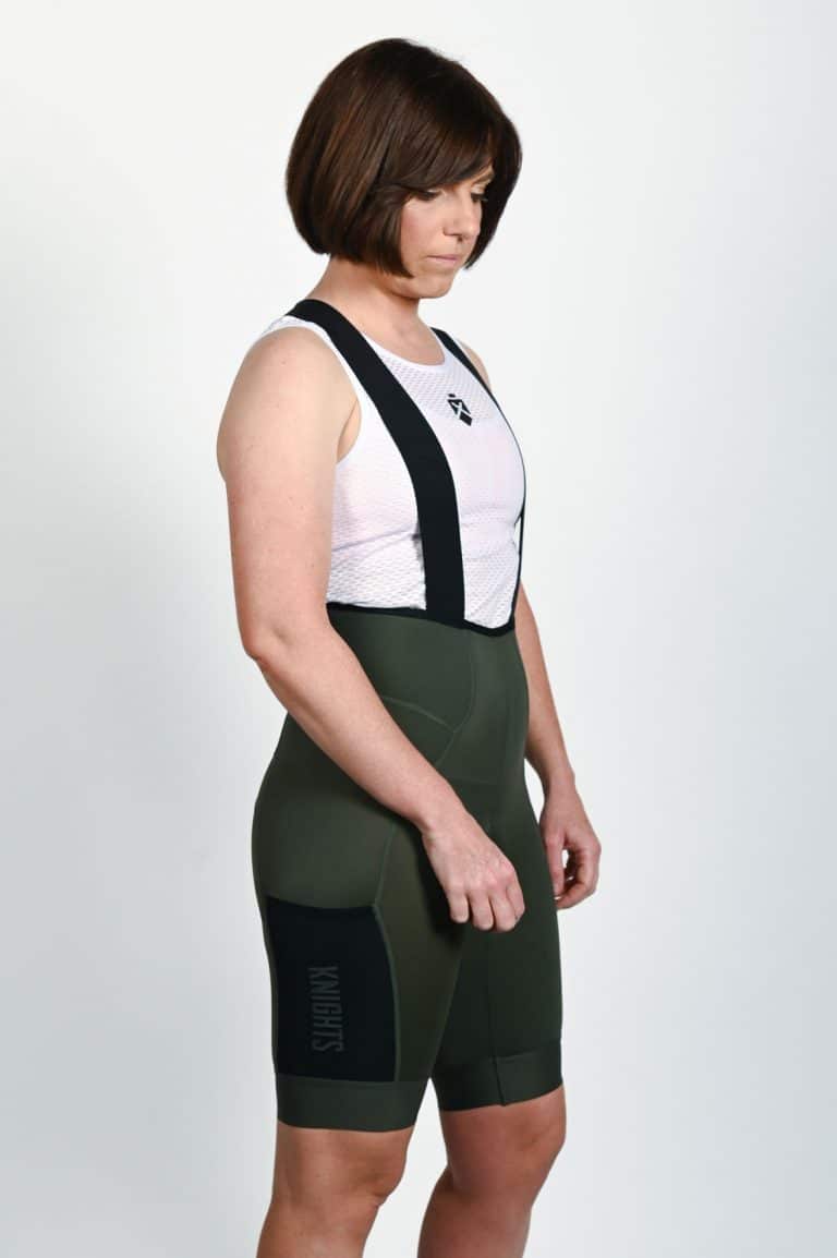 Knights Of Suburbia Womens Cargo Bib Shorts Army Green